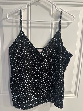 A new day Black & White Hearts adjustable Spaghetti Strap Camisole tank Top